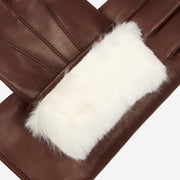 Marco (brown) - Lambskin leather gloves with white rabbit fur lining
