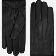 Marco (black) - Lambskin leather gloves with white rabbit fur lining