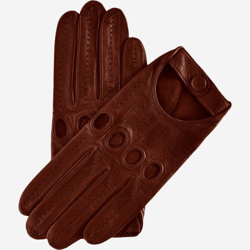 Mario (brown) - Lambskin leather driving gloves