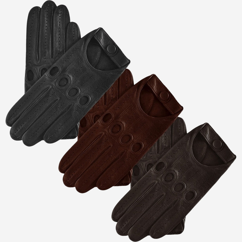 Mario (brown) - Lambskin leather driving gloves