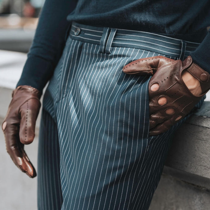 Mario (brown) - Italian lambskin leather driving gloves