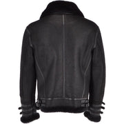 Men’s Black Aviator Flying Bomber Shearling Leather Jacket