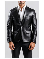 Men’s Black Premium Leather Blazer