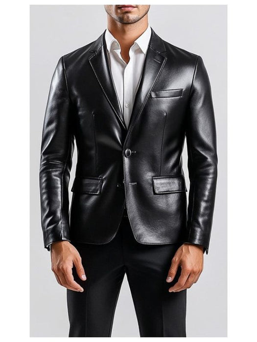 Men’s Black Premium Leather Blazer