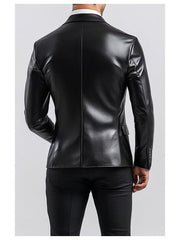 Men’s Black Premium Leather Blazer