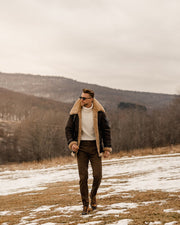 Men’s Brown B3 Flying Aviator Shearling Leather Long Jacket Coat