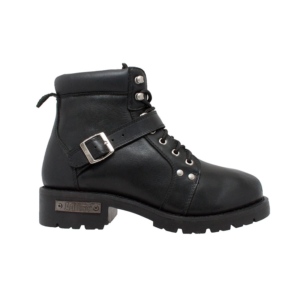 Men's 6" Reflective Double Zipper Biker Black Leather Boots