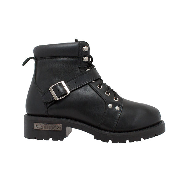 Men's 6" Reflective Double Zipper Biker Black Leather Boots