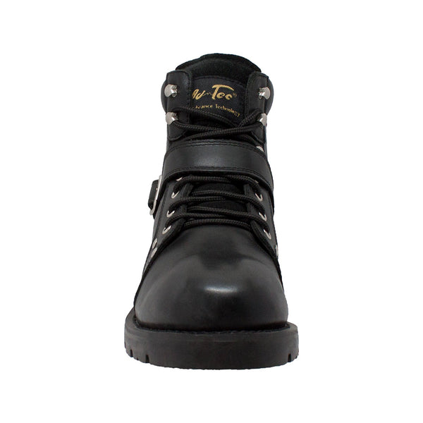 Men's 6" Reflective Double Zipper Biker Black Leather Boots