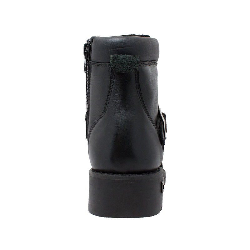 Men's 6" Reflective Double Zipper Biker Black Leather Boots