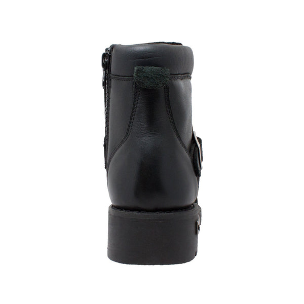 Men's 6" Reflective Double Zipper Biker Black Leather Boots