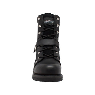 Men's 8" Zipper Lace Black Leather Boots
