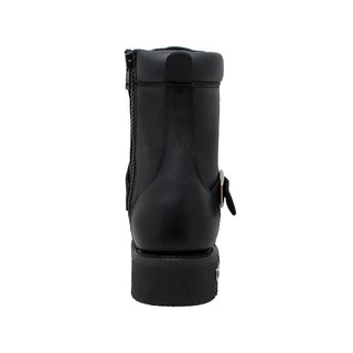 Men's 8" Zipper Lace Black Leather Boots