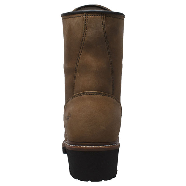 Men's 9" Waterproof Logger Brown Leather Boots