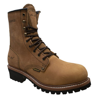Men's 9" Waterproof Logger Brown Leather Boots