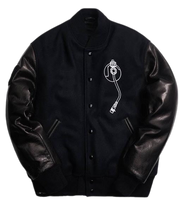 Def Leather & Fabric Varsity Jacket (PREMIUM)-Inland Leather Co-Inland Leather Co
