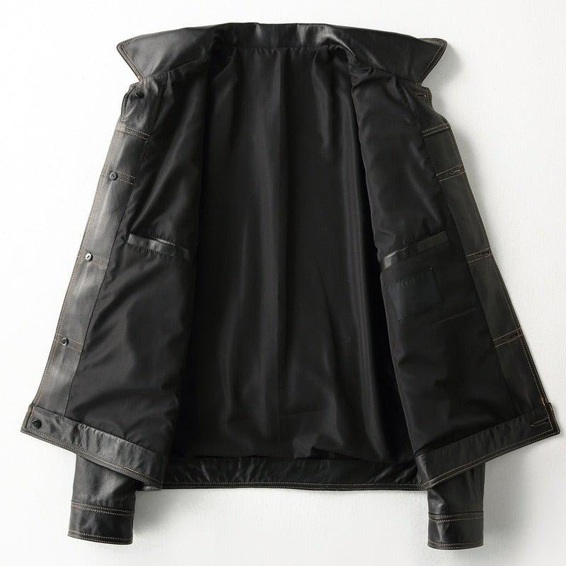 Petyr Genuine Men Sheepskin Leather Coat-Mens Leather Jacket-Inland Leather Co.-black-M-Inland Leather Co.