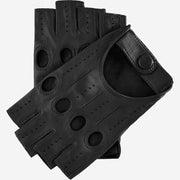 Rossana (black) - Fingerless lambskin leather driving gloves