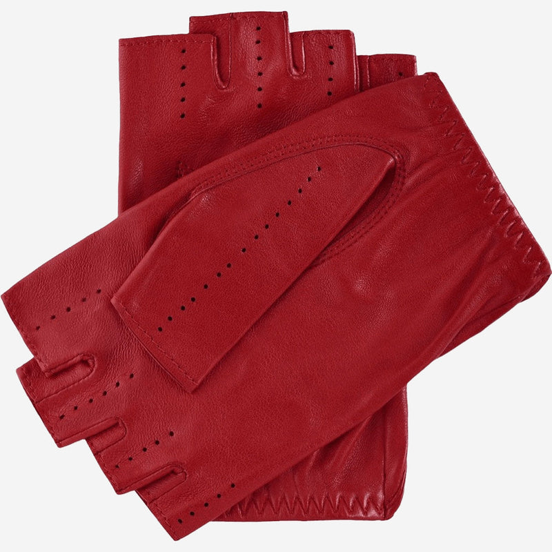 Rossana (red) - fingerless lambskin leather driving gloves