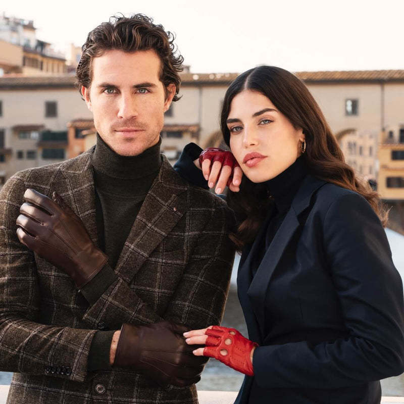 Rossana (red) - fingerless lambskin leather driving gloves