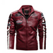 Men’s Vegan Leather Biker Jacket with Badges Faux Fur Lined