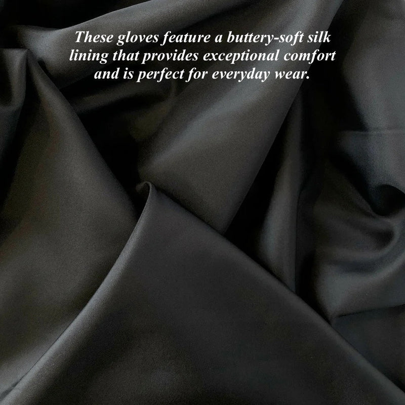 Sofia (black) - Lambskin leather gloves with silk lining