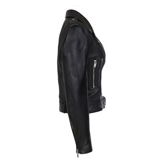 Snerva Womens Nappa Asymmetric Moto Leather Jacket