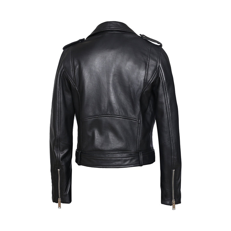 Snerva Womens Nappa Asymmetric Moto Leather Jacket