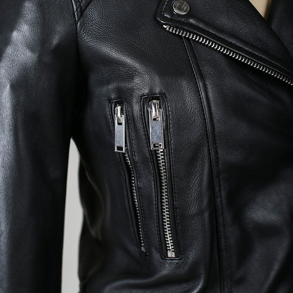 Snerva Womens Nappa Asymmetric Moto Leather Jacket