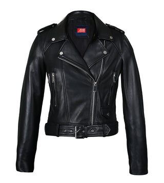 Snerva Womens Nappa Asymmetric Moto Leather Jacket