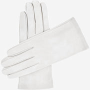 Sofia (white) - Lambskin leather gloves with silk lining