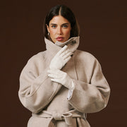 Sofia (white) - Lambskin leather gloves with silk lining