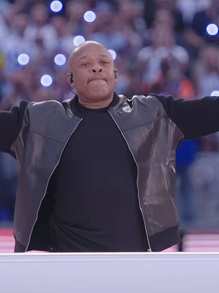 Dr.Dre Super Bowl Real Leather Jacket Black
