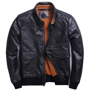 USA Bald Eagle Printed Bomber Genuine Leather Jacket