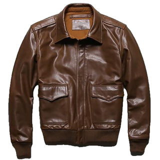 American Patriot Printed Bomber Genuine Leather Jacket