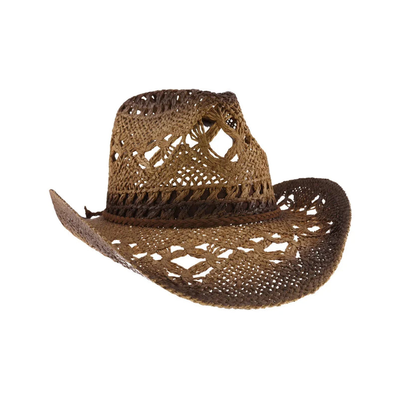 Open Weave Cowboy Hat with Braided Suede Band