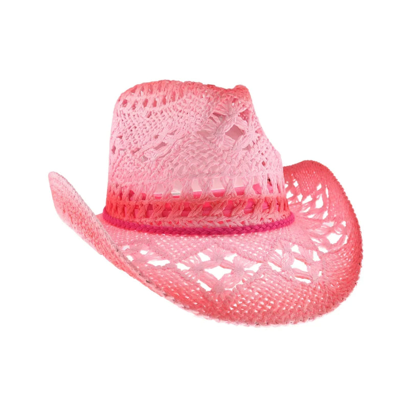 Open Weave Cowboy Hat with Braided Suede Band