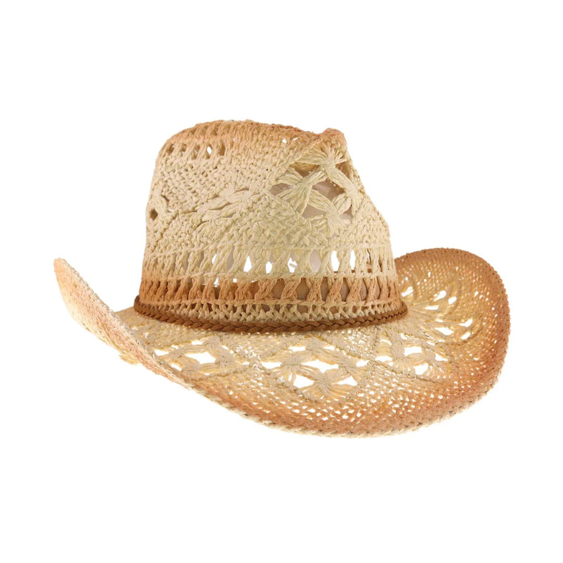 Open Weave Cowboy Hat with Braided Suede Band