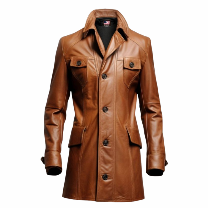 Vintage Brown Women’s Leather Long Coat