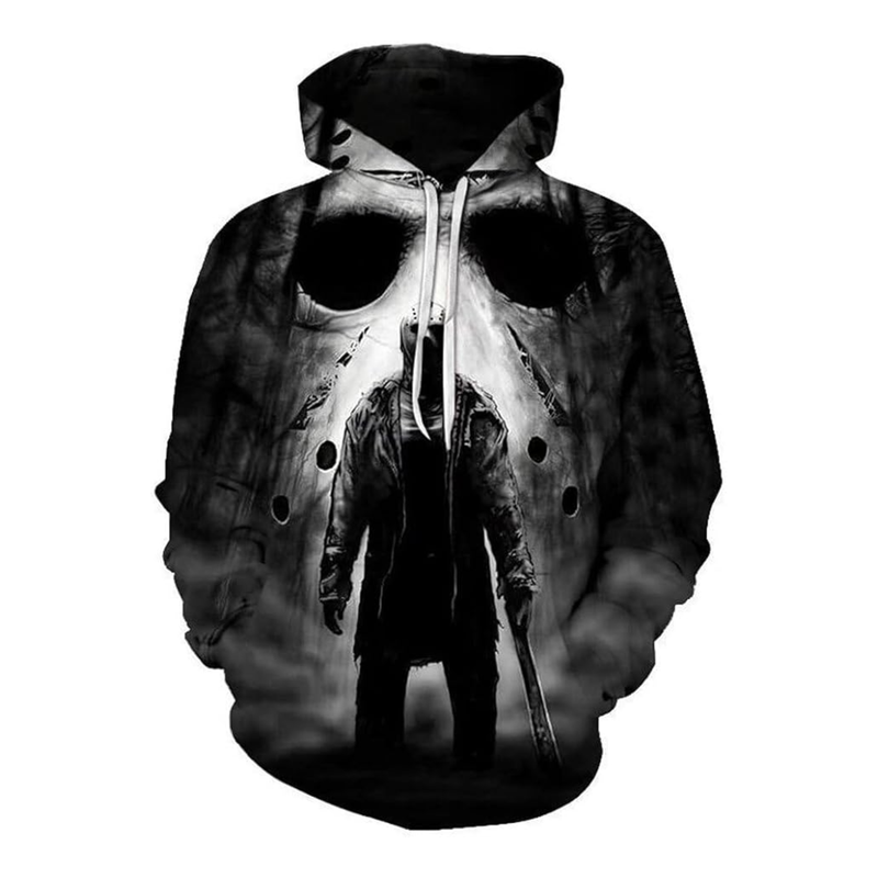 Horror Movie Cosplay Hoodie – Scary Halloween Costume Novelty Sweatshirt