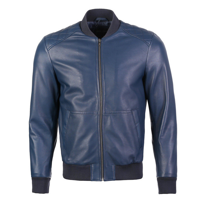 Greer Men's Wax Finish Sheepskin Leather Bomber Jacket