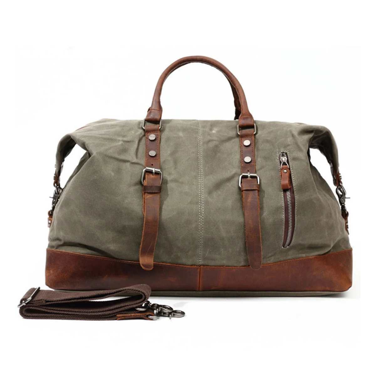 Duffel Bag, Wax Canvas Holdall, Vintage Luggage Bag, Canvas Leather Overnight Bag