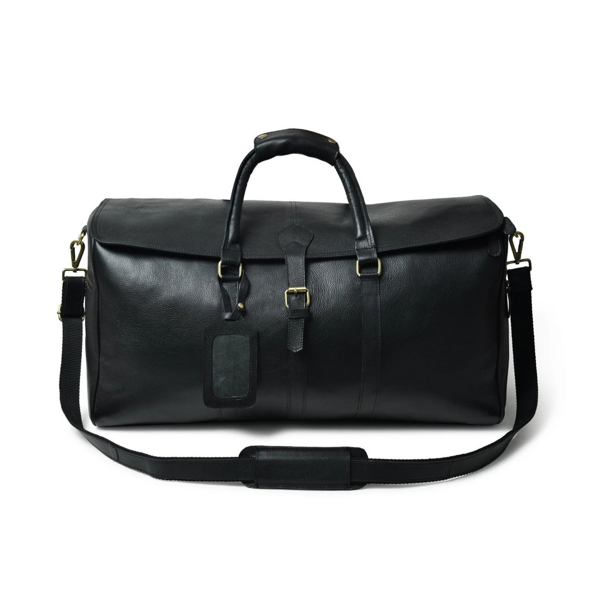 Leather Duffle Bag | Full Grain Black Leather Weekender Bag