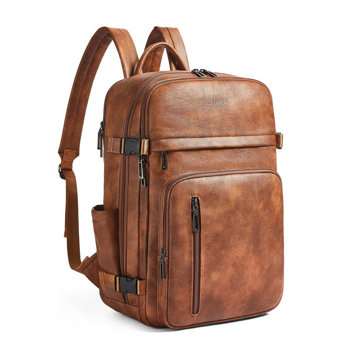 Vegan Leather Laptop Backpack for Women & Men – 17" Laptop Travel Backpack