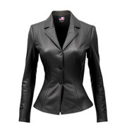 Women’s Black Leather Blazer Coat
