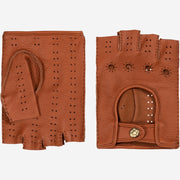 Vincenzo (brown) - Fingerless driving gloves made of American deerskin leather
