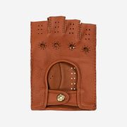 Vincenzo (brown) - Fingerless driving gloves made of American deerskin leather