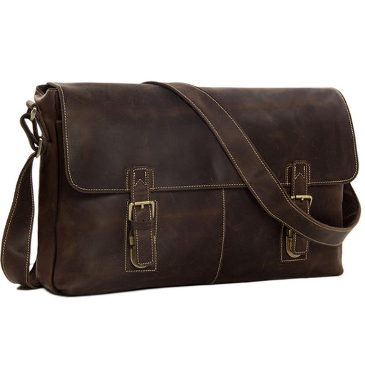 Men's Vintage Leather Messenger Laptop Bag