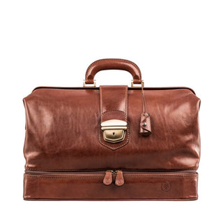 Charlie Premium Leather Buckled Doctor Bag Brown