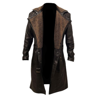 Brody Men's Leather Trench Coat With Faux Fur Lining Brown